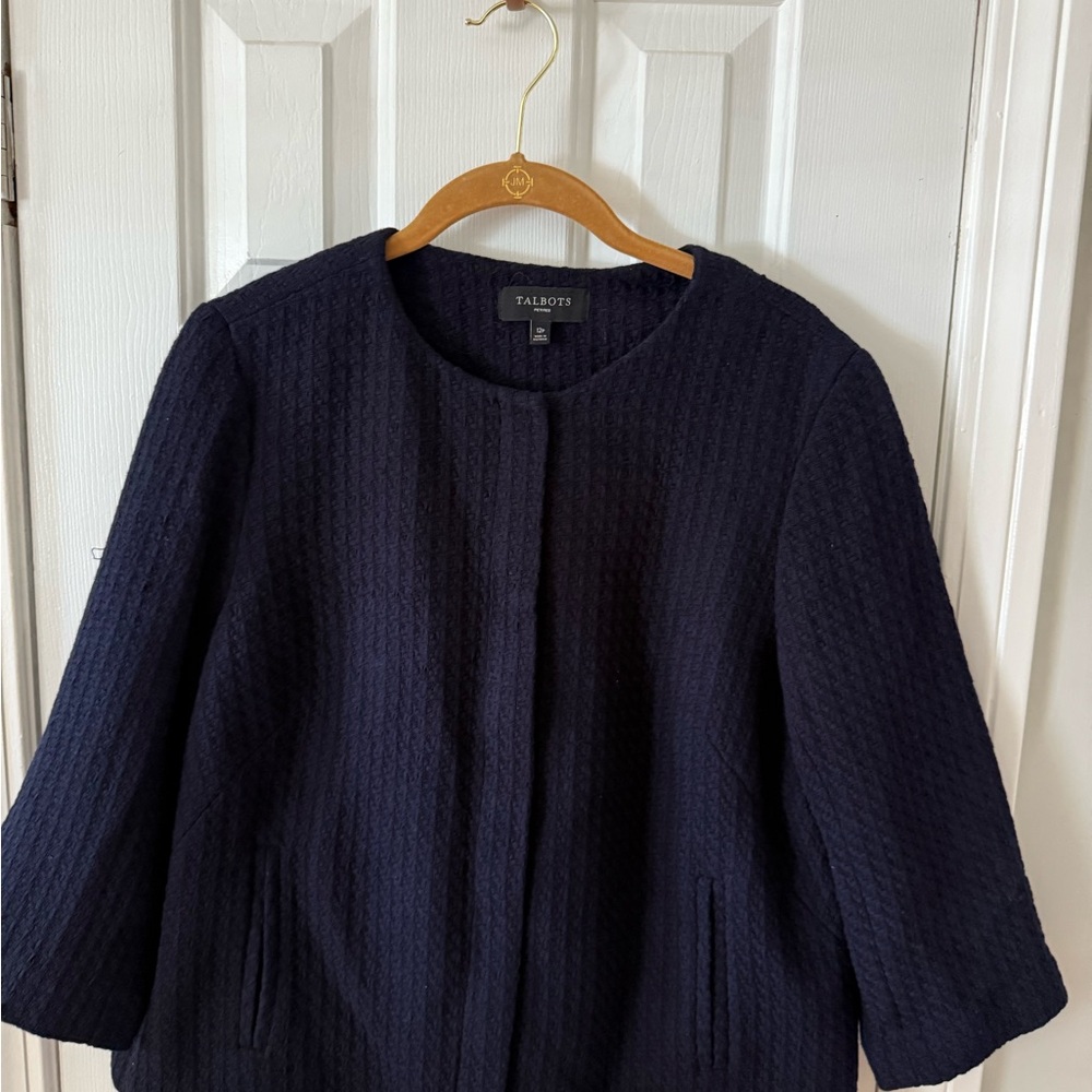 Talbots Women's Navy Textured Blazer